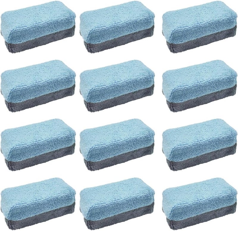 LHDOS 12PCS Ceramic Coating Applicator Sponge, 4.13'' x 1.84'' Microfiber Car Detailing Applicator Pad, Rectangular Car Foam Cleaning Pad, Auto Polishing Pad for Wax, Paint, Sealant (Blue) - Image 1